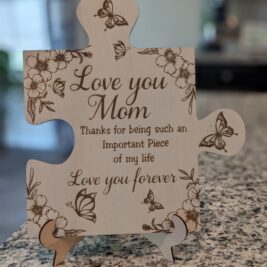 "Love You Mom" Puzzle Piece w/Stand