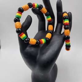African beaded bracelet with Rasta beads