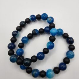 Blue Agate and Black Onyx Bracelet