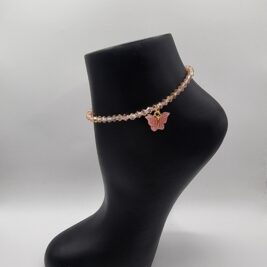 Crystal Butterfly Charm Elastic Anklets for Women