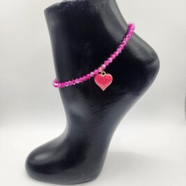 Sparkling Heart Charm Anklet with Crystals for Women