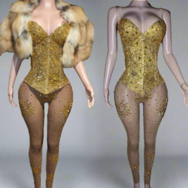Bustier Corset Crystal Stones Jumpsuit- Prima Dons and Donnas