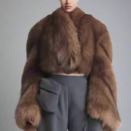 Cropped Faux Big Sleeve Fur Coat Jacket- By Prima DND