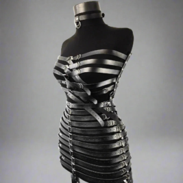 Bondage Dress – Handcrafted Vegan Leather Adjustable Strap Mini Dress