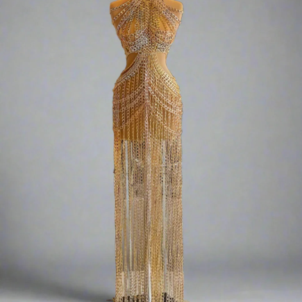 Chain Maxi Dress – Adjustable Metal Link Dress | Ready to Ship Plus Size Gown (Ready to Ship)