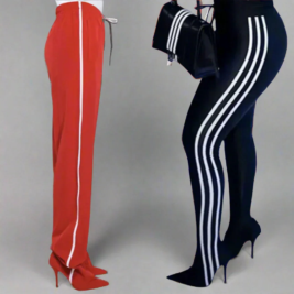 Boho Stripe Pants Boots - Custom Made High Heel Boots With Stretch Comfort