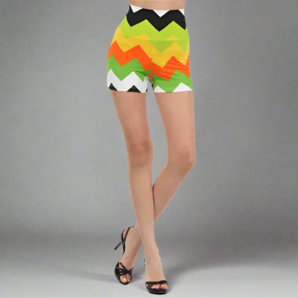 Chevron Print High Waist Shorts- Prima Dons and Donnas