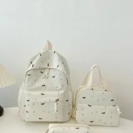 3-Piece Daisy Print Canvas Bag Set