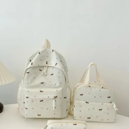 3-Piece Daisy Print Canvas Bag Set