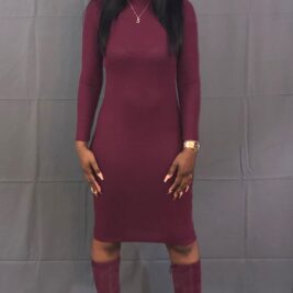 Cherry Wine Ribbed Midi Dress