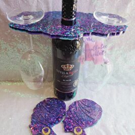 Sparkling wine glass caddy and coaster set