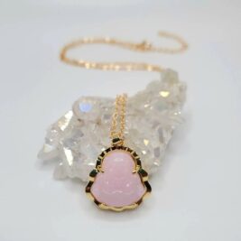 Pink jade Buddha necklace