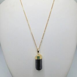 Black tourmaline raw crystal necklace