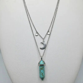 Turquoise moon tiered necklace