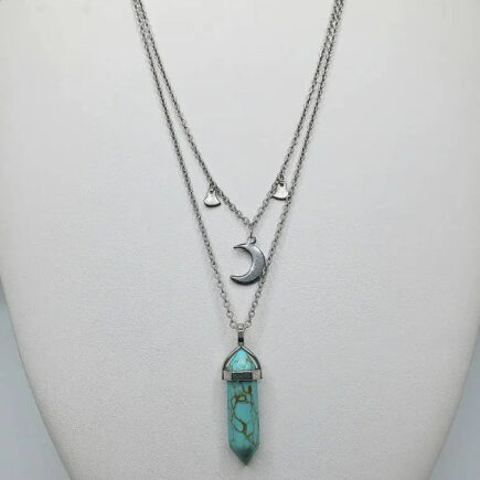 Turquoise moon tiered necklace