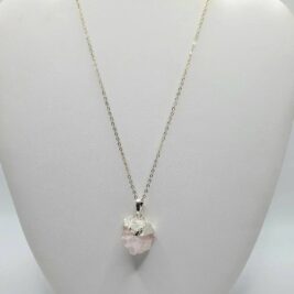 Rose quartz raw stone necklace