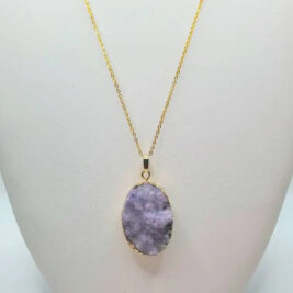Purple druzy agate necklace
