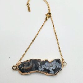Handmade Agate Slice Gold Chain Bracelet – Adjustable Crystal Jewelry by Beautifulee Created
