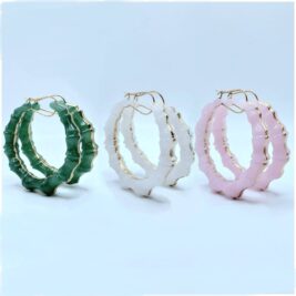 Jade inspired bamboo hoop earrings