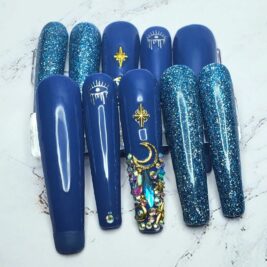 Blue nights evil eye press on nails