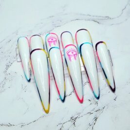 Rainbow Aura Evil Eye Press On Nails