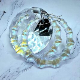 Iridescent Bamboo Hoop Earrings Customizable