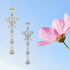 14KT Gold Dangle Butterfly Belly Ring