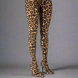 Animal Print Boots - Boho Pants Set with Stiletto Heel & Belt Hoop Detail