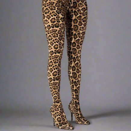 Animal Print Boots - Boho Pants Set with Stiletto Heel & Belt Hoop Detail