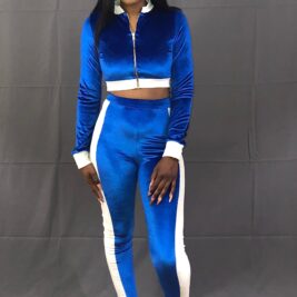 Nipsey Blue Cropped Velour TrackSuit