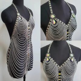 Body Chain Mini Dress – Crystal Metal Adjustable Chain Mesh Clubwear