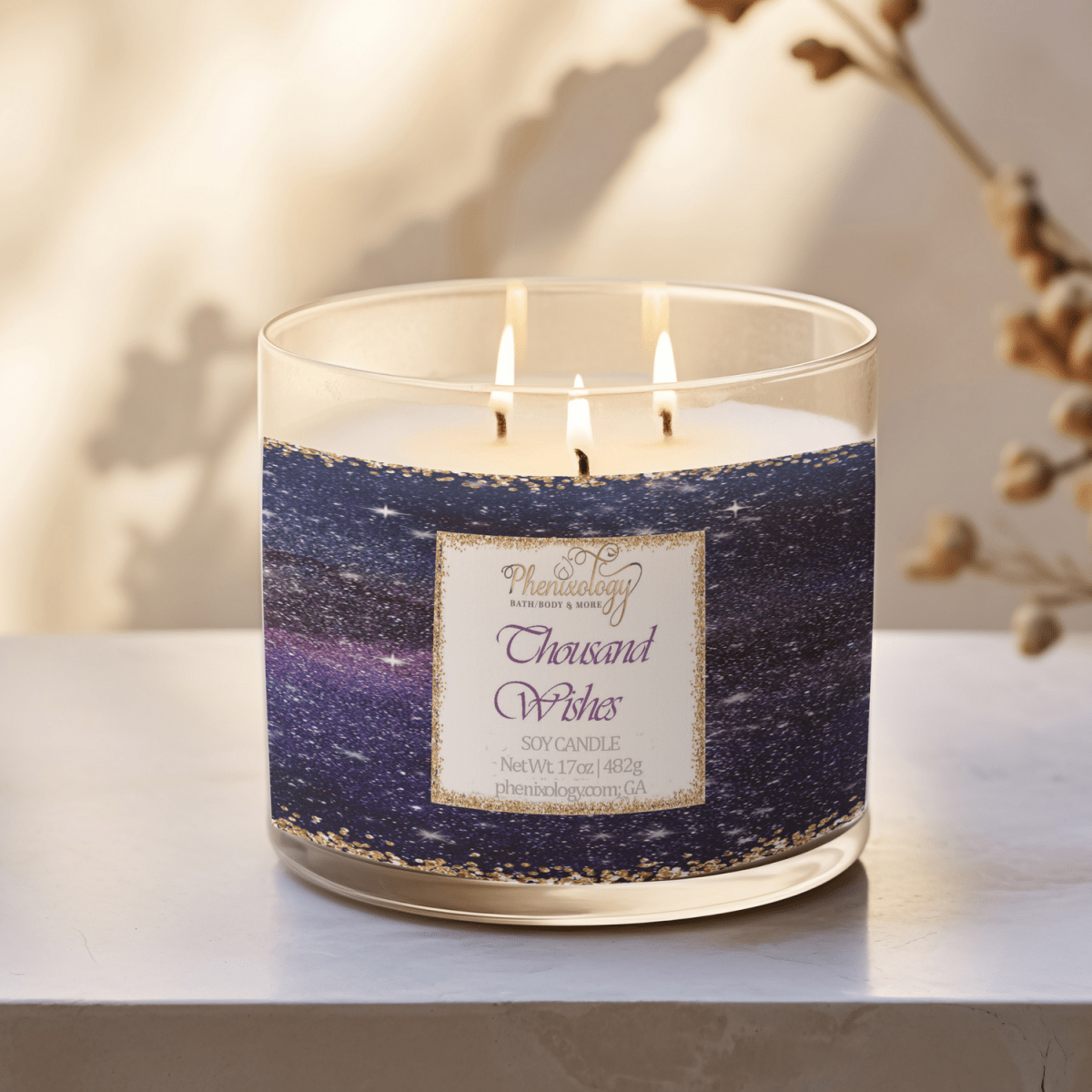 A Thousand Wishes 3-Wick Soy Candle - Essentials, Candles