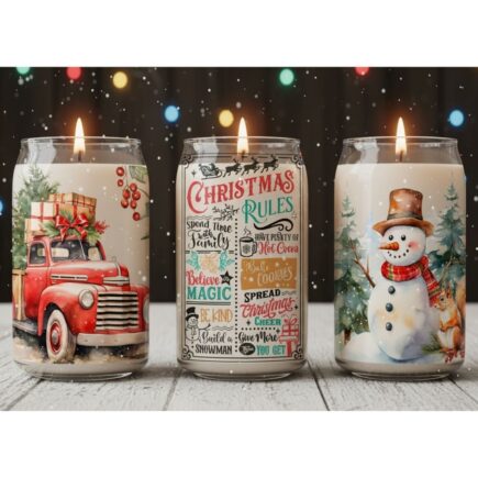 Cozy Christmas Truck & Cabin Scene Holiday Candles