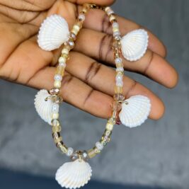 Scallop shell anklet - Sea shell ankle bracelet, waterproof, stainless-steel extendable clasp