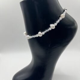Crystal pearl anklets with screw clasp