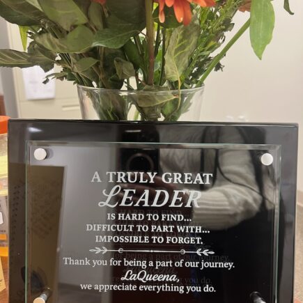 Laser Engraved 9" x 12" Black Piano Finish Floating Glass Plaque