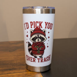 Valentine's Day Raccoon Tumbler