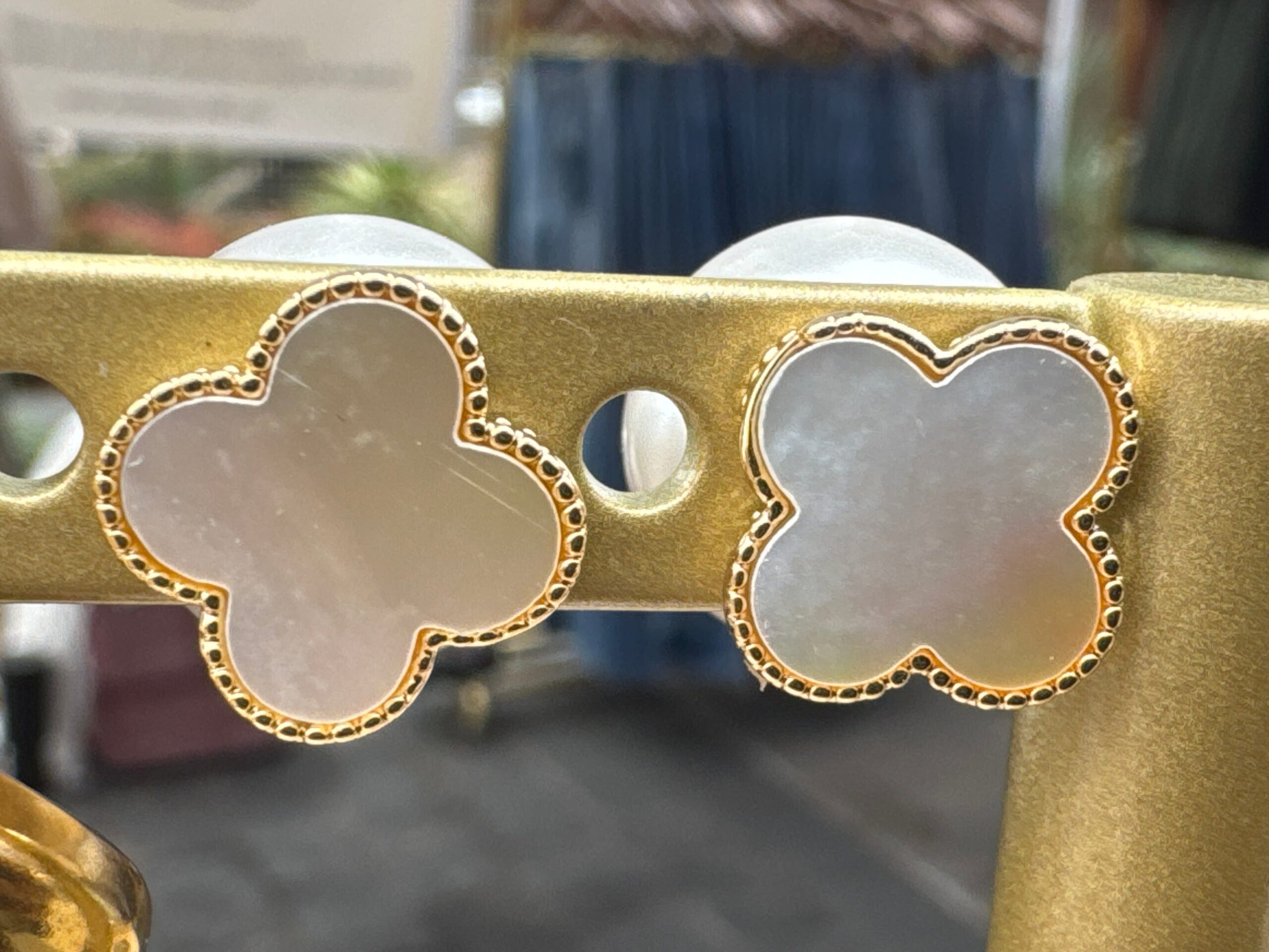 Ara Gold Dipped Pearl Clover Earrings