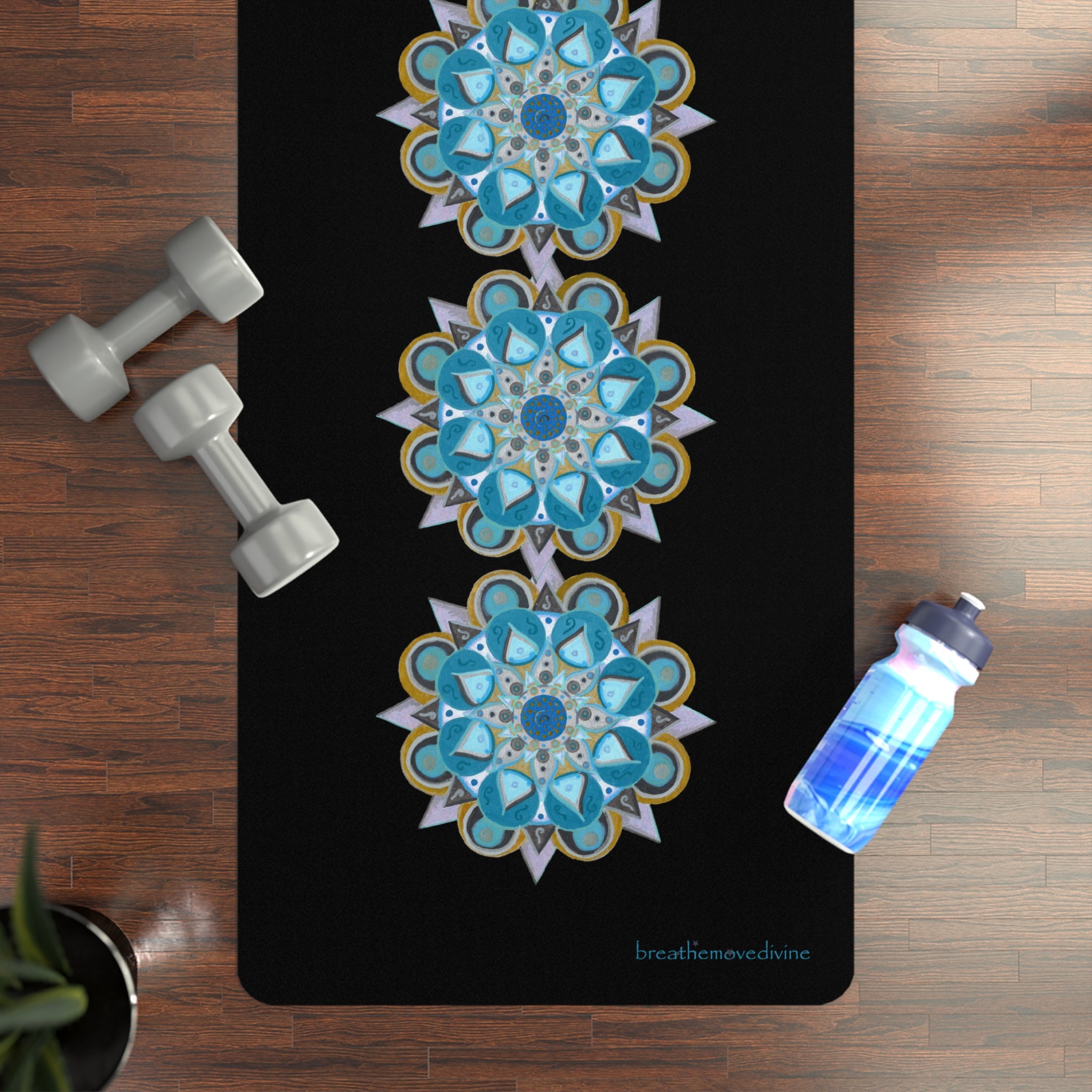 3 Chakras by breathemovedivine Rubber Yoga Mat - Non-Slip Exercise Mat for Wellness & Mindfulness