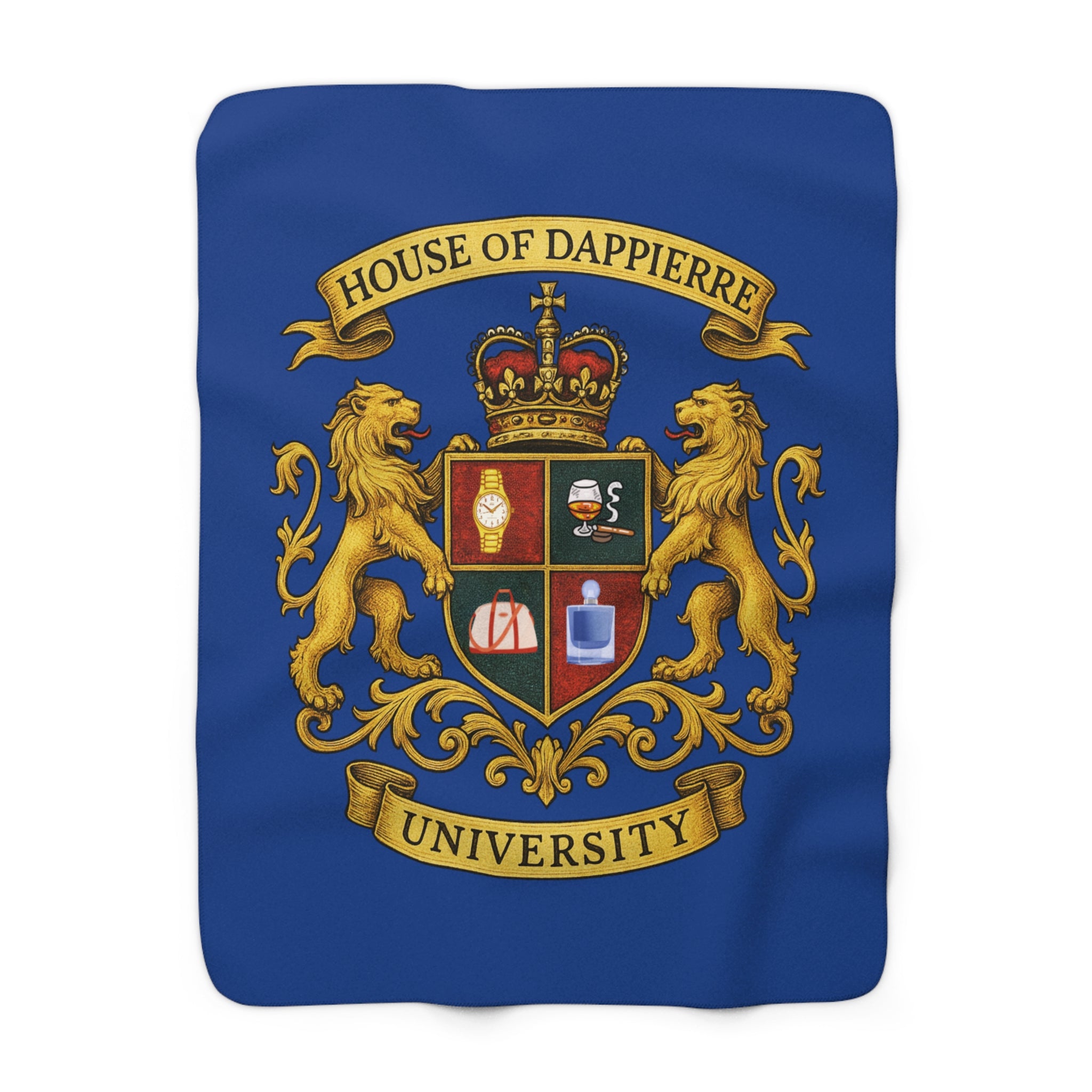 House of Dappierre University Sherpa Fleece Blue Blanket