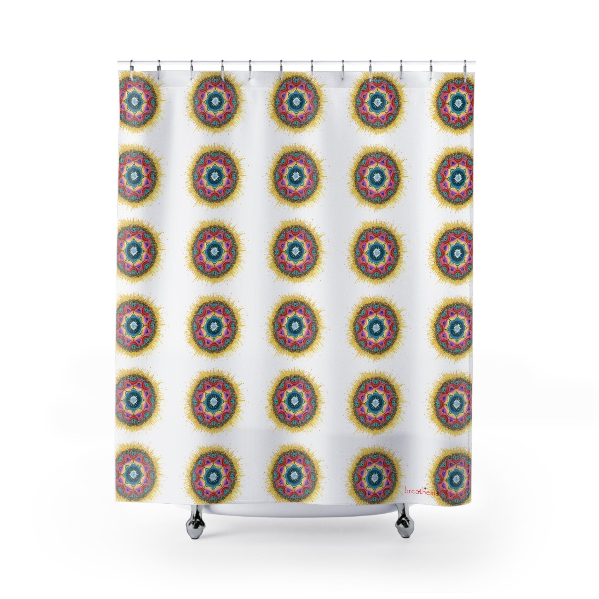 7 Chakras by breathemovedivine Shower Curtain