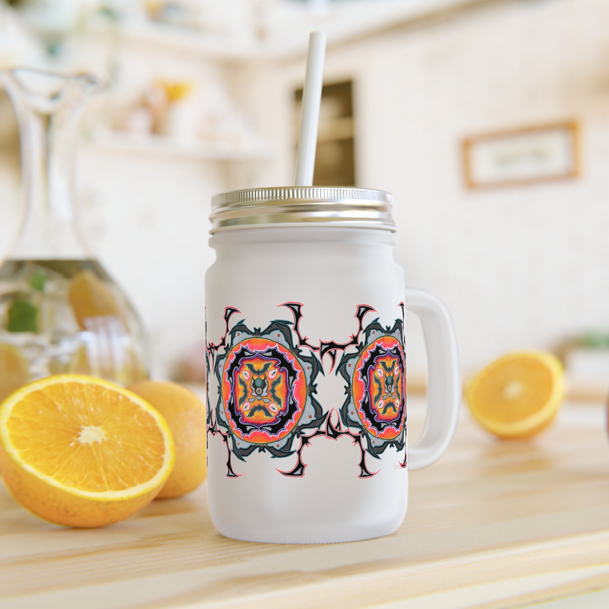 Scry by breathemovedivine Colorful Mandala Sipper Glass - 16oz Eco-Friendly Drinkware