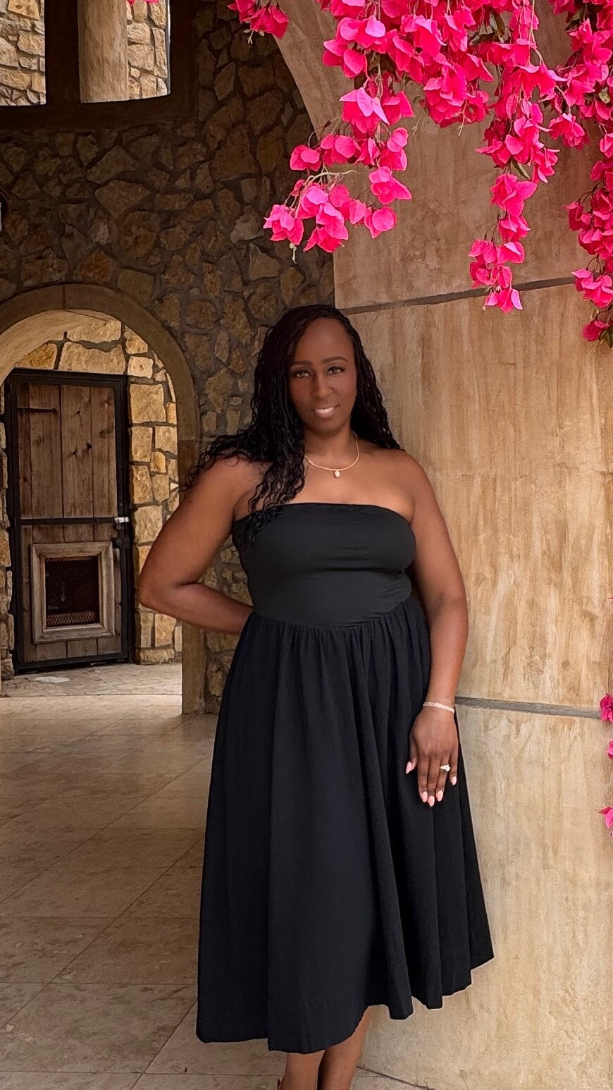 Strapless Midi Dress Black – Wellington Hill