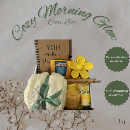 Cozy Morning Glow Self Care Box – Relaxing Morning Routine Gift, Tea & Journaling Kit