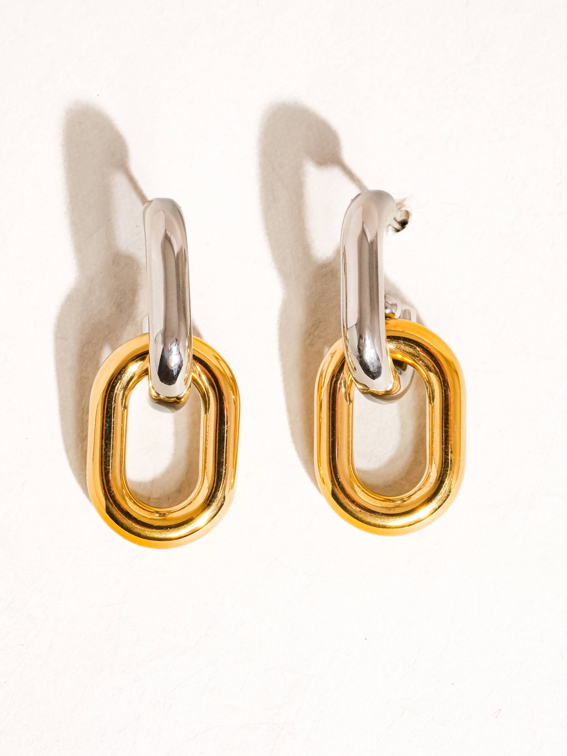 Jaxon 18K Yellow and White Gold Double Chain Link Earrings