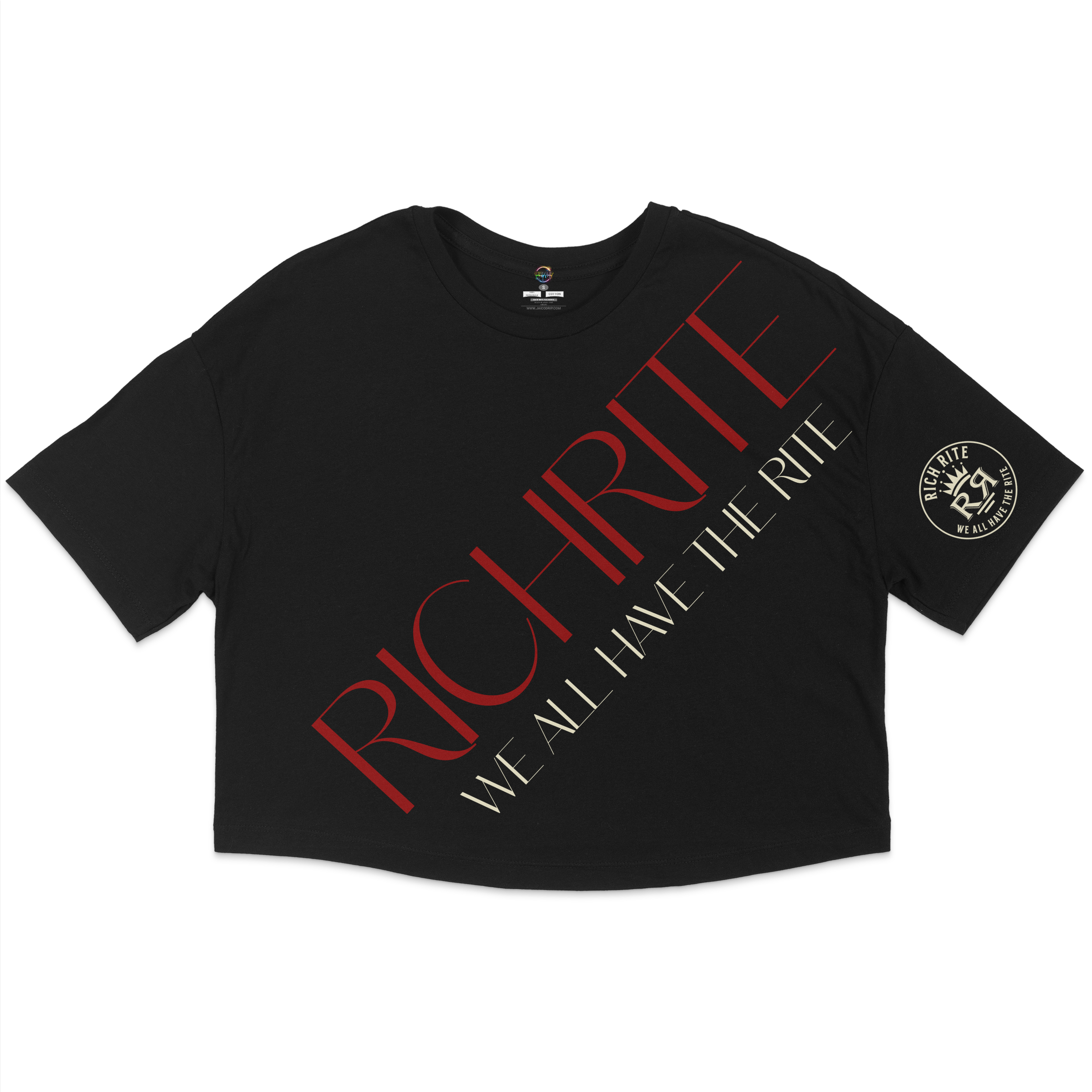 Rich Rite Burgundy Diagonal Jersey Cropped T-Shirt