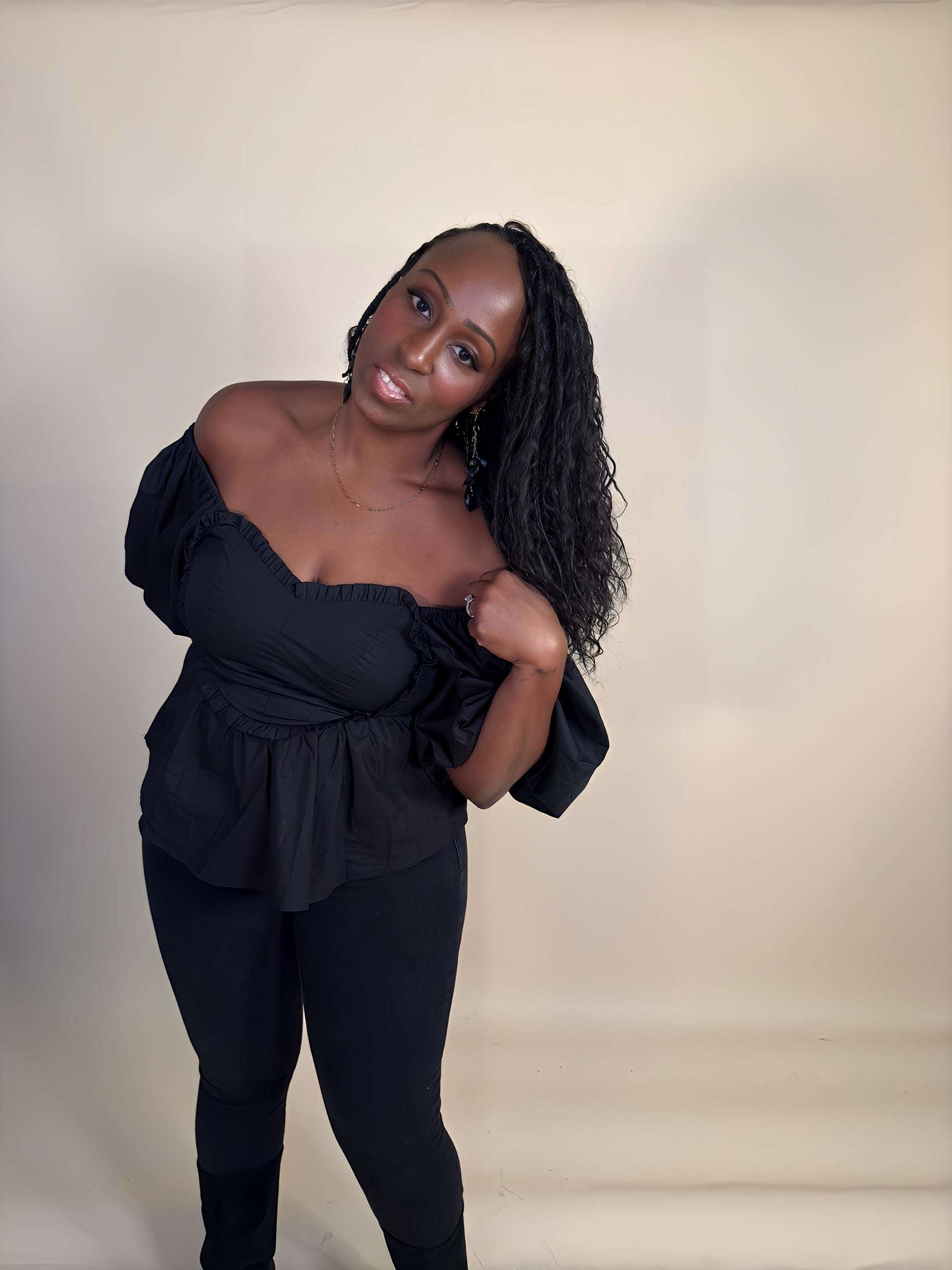 Sweet Heart Puff Sleeve Peplum Top