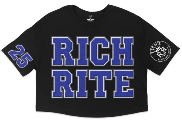 Rich Rite Block Lettering Jersey Cropped T-Shirt