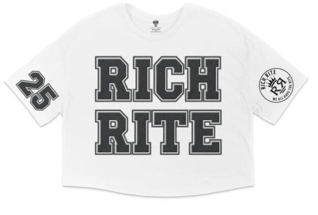 Rich Rite Block Lettering Jersey Cropped T-Shirt