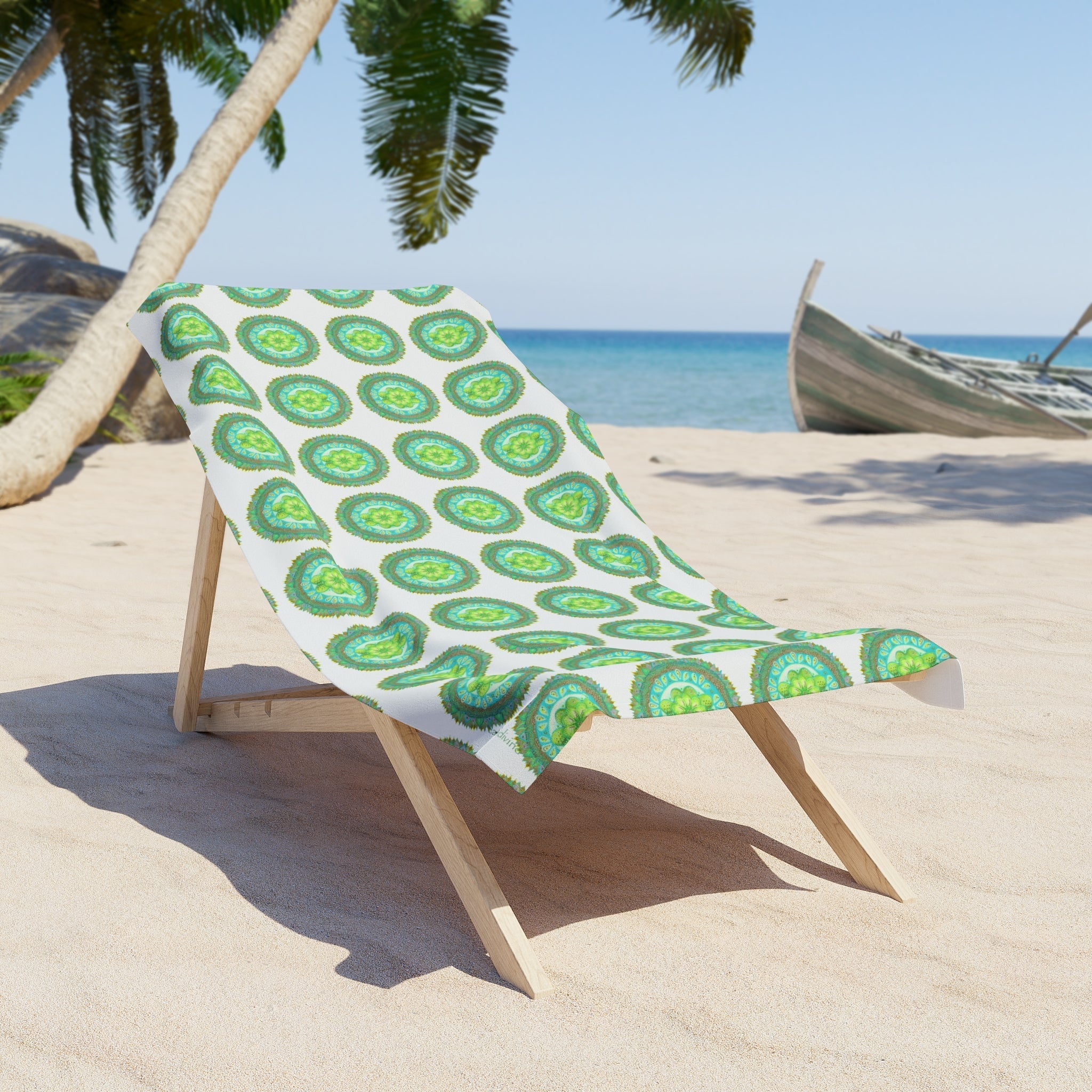 Heart Flame by breathemovedivienVibrant Green Pattern Beach Towel - Perfect for Summertime Fun!